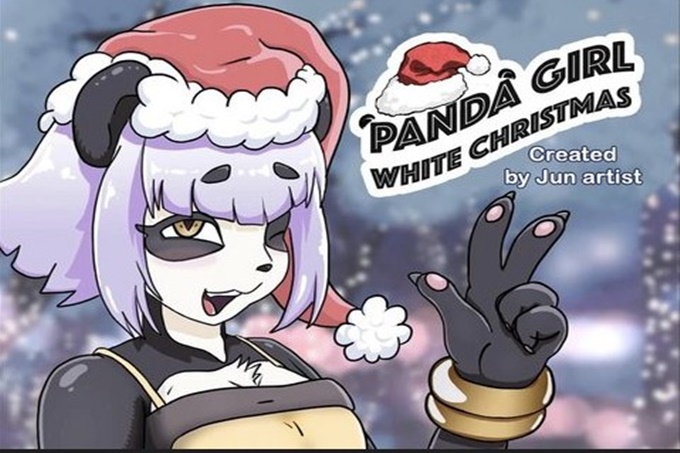 熊猫女孩白色耶诞节