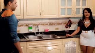 Careless housewife fucks the plumber while her husband is away