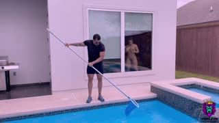 Freaky Hot stepmom Teases pool guy  get a Profound Anal Fuck